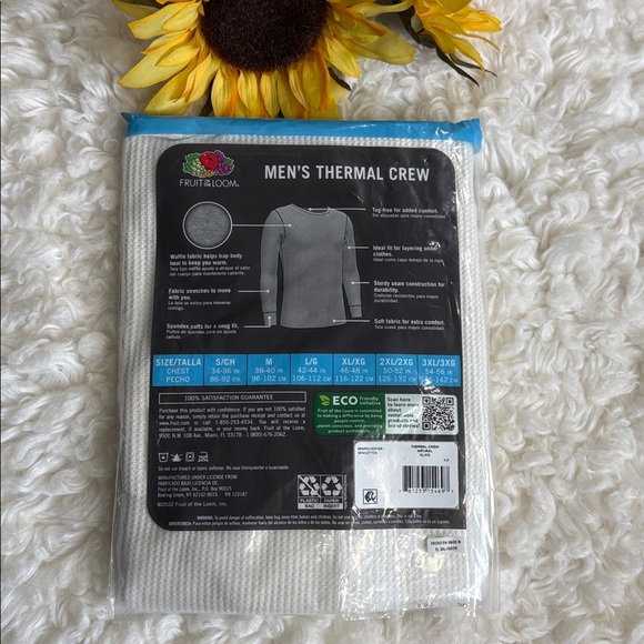 SOLD YEY !! NWT Fruit of the Loom Crew Neck White Thermal Waffle Base Top - Picture 4 of 7
